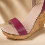 Sandale damă grena din piele naturală cu platformă și toc tip pană de 10 cm S2GRN